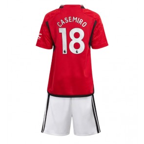 Manchester United Casemiro #18 Domaci Dres za Dječji 2023-24 Kratak Rukavima (+ kratke hlače)